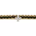 BRACELET CORDON NOIR ET DORE CROIX DIAMANTS