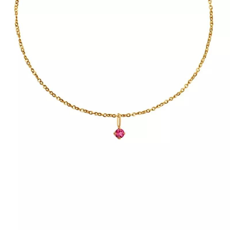 Collier - Sautoir réglable en or avec une tourmaline