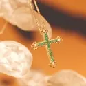 Collection Les Antiques - Pendentif croix émeraudes et diamants Olympe - 4