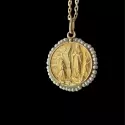 MEDAILLE VIERGE DE PROFIL PERLE + CHAINE PLAQUE