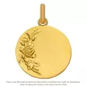 Pendentif personnalisé - Médaille ronde branche de roses 18mm - 5
