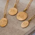 Pendentif personnalisé - Médaille ronde branche de roses 18mm - 3