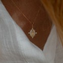 Médaille Miraculeuse perlée diamants laquée blanc