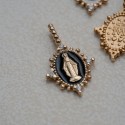 Médaille Miraculeuse perlée diamants laquée noir