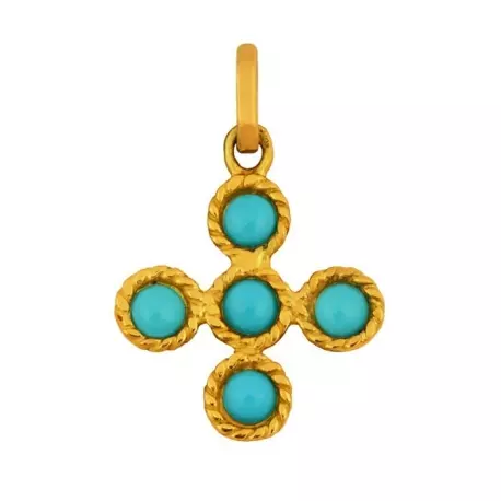 Croix tressée et pierres turquoises