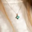Pendentif et collier  - Collier Salomé • turquoises et diamant - 3