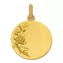Pendentif personnalisé - Médaille ronde branche de roses 18mm - 0