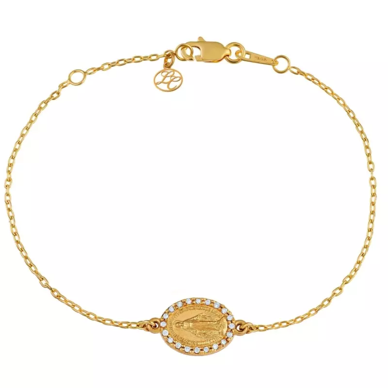 Médaille Miraculeuse - Bracelet maille •  Médaille Miraculeuse diamants