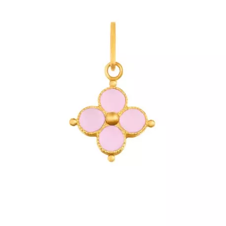 Pendentif croix emmaillée rose clair