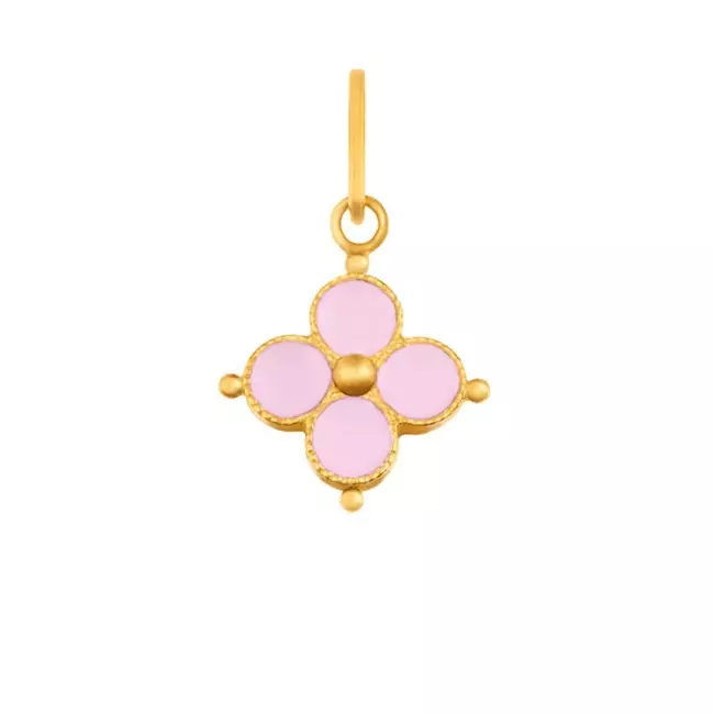 Pendentif croix emmaillée rose clair