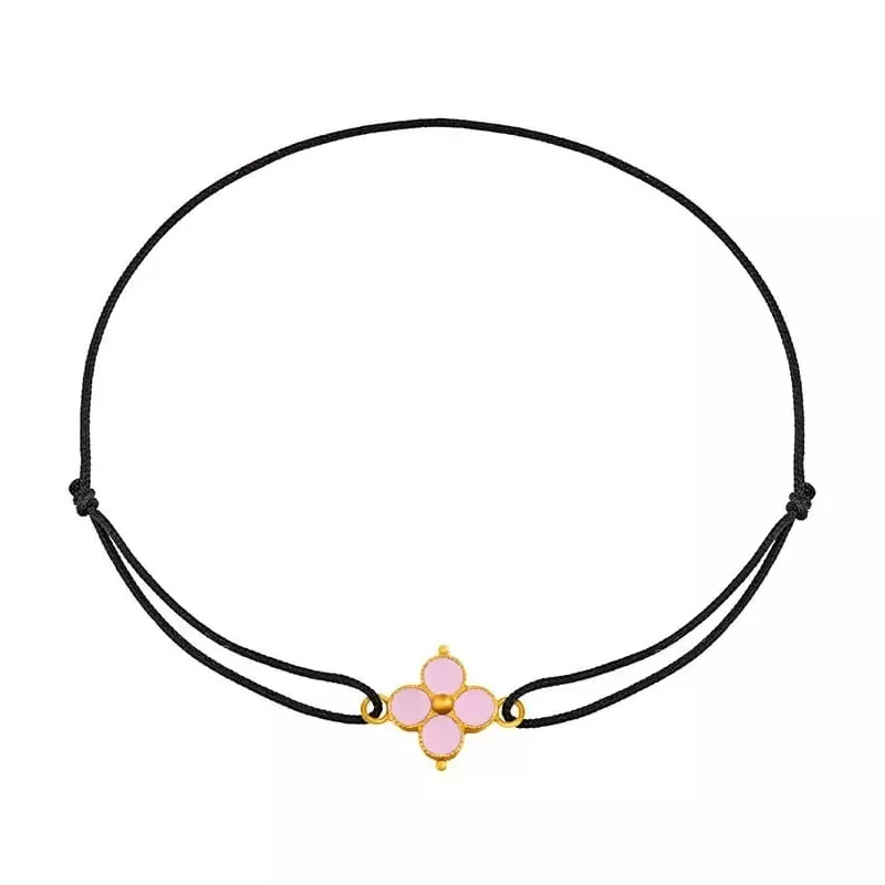 Bracelet croix emaillée rose clair