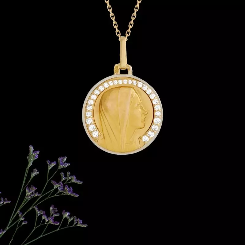 Collection Les Antiques - Médaille Vierge deux ors et diamants Myriam