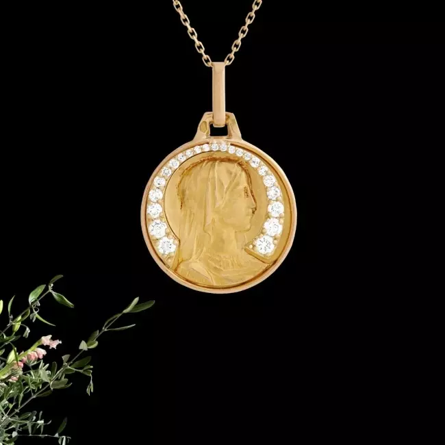 Médaille Vierge ronde profil Isaure