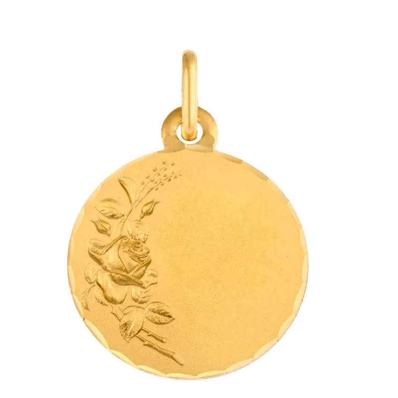 Médaille branche de roses facettée