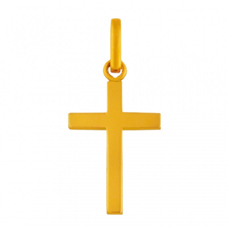 Croix latine polie en or jaune 18 carats - Maison la Couronne