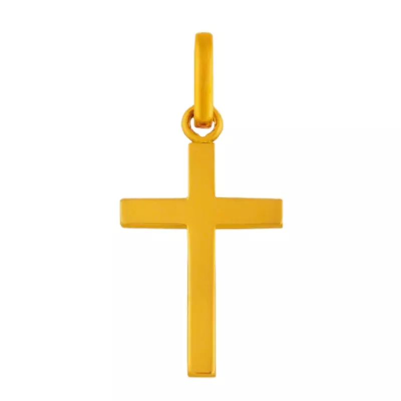 Croix latine polie en or jaune 18 carats - Maison la Couronne