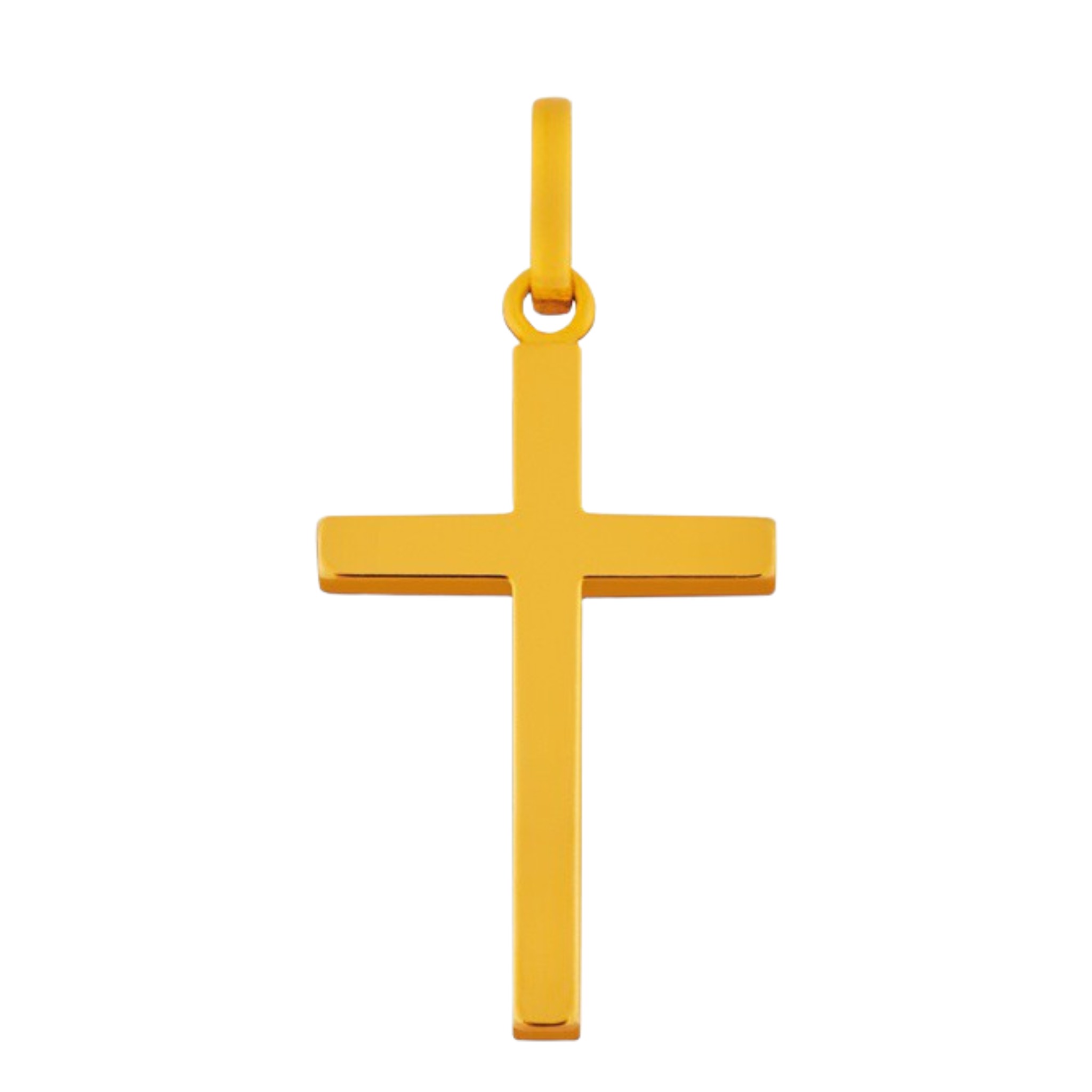 Croix latine polie en or jaune 18 carats - Maison la Couronne