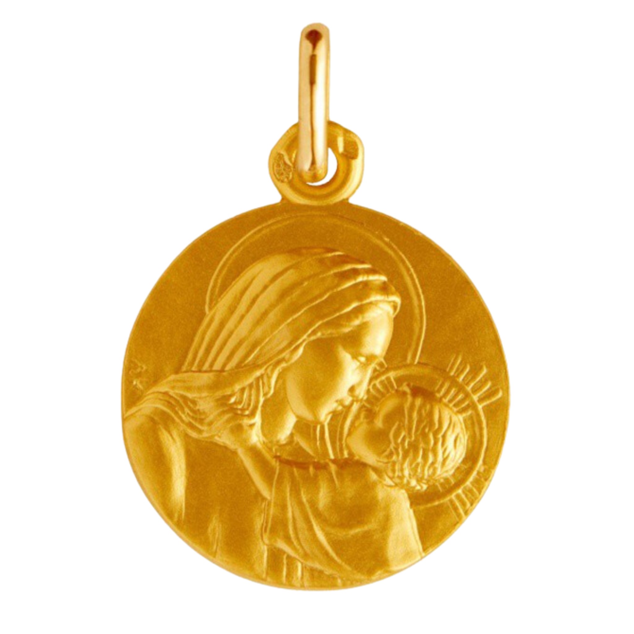 Médaille Marie Douce Lumière en or 18 carats 16 mm