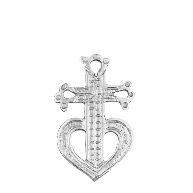 Pendentif croix provençale sur chaine or blanc