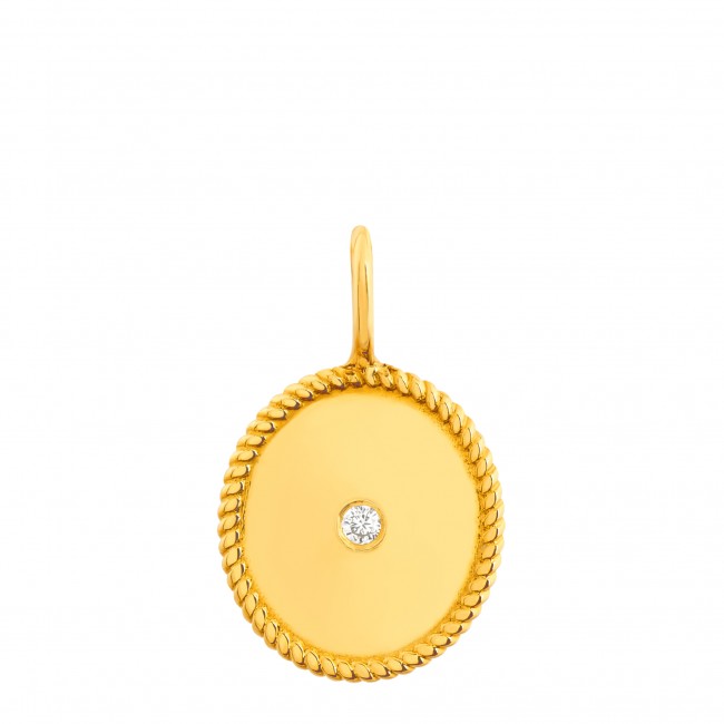 Pendentif ovale perlé • Diamant