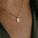 Pendentif ovale perlé • Diamant