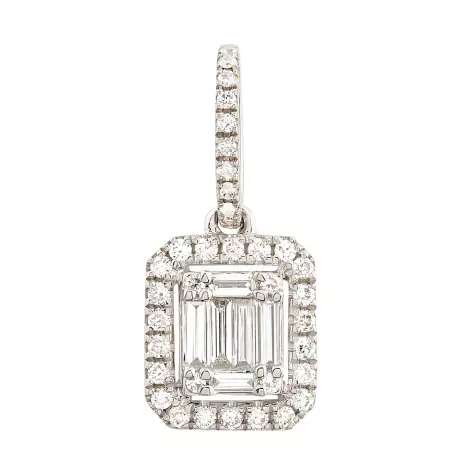 Pendentif Clémence • Or blanc diamants baguette