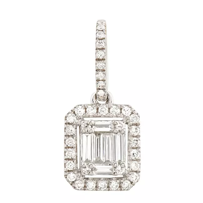 Pendentif Clémence • Or blanc diamants baguette