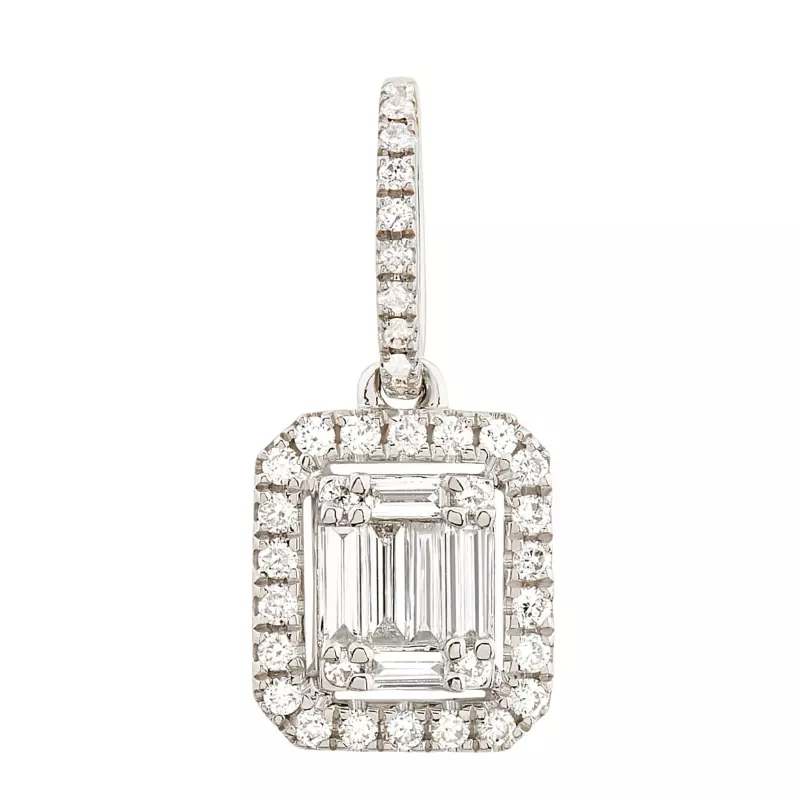 Pendentif  - Pendentif Clémence • Or blanc diamants baguette