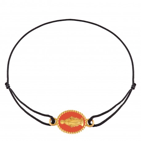 Bracelet cordon • Médaille Miraculeuse corail