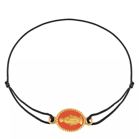 Bracelet cordon • Médaille Miraculeuse corail