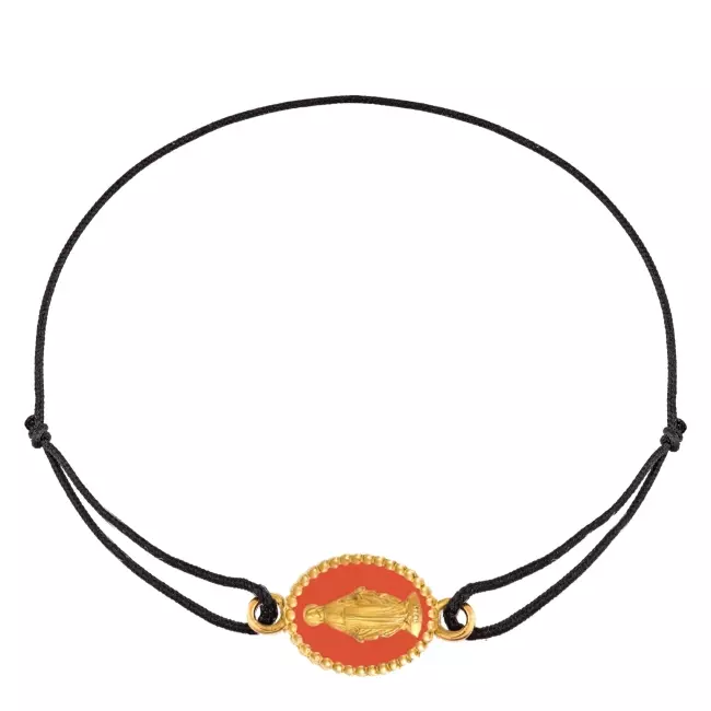 Bracelet cordon • Médaille Miraculeuse corail