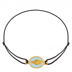 Bracelet cordon • Médaille Miraculeuse bleu ciel