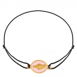 Bracelet cordon • Médaille Miraculeuse rose clair