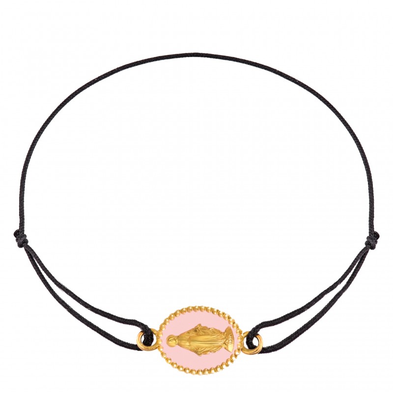 Bracelet cordon • Médaille Miraculeuse rose clair
