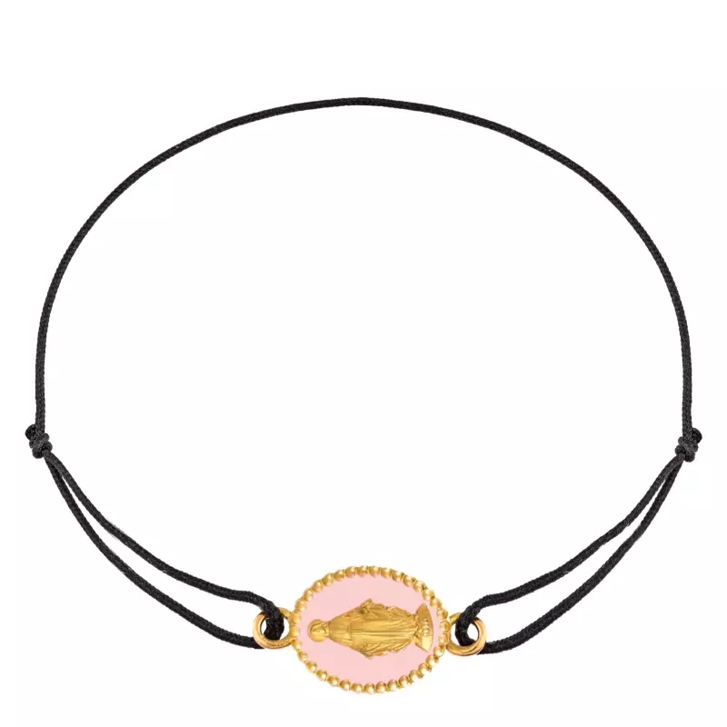 Bracelet cordon • Médaille Miraculeuse rose clair