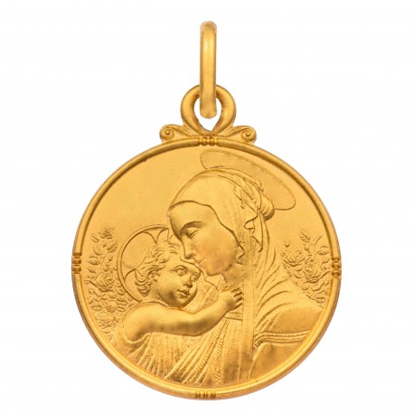Médaille Vierge à l'enfant fleurie