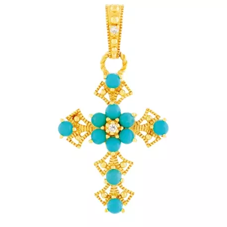 Croix Garance • Turquoises et diamant