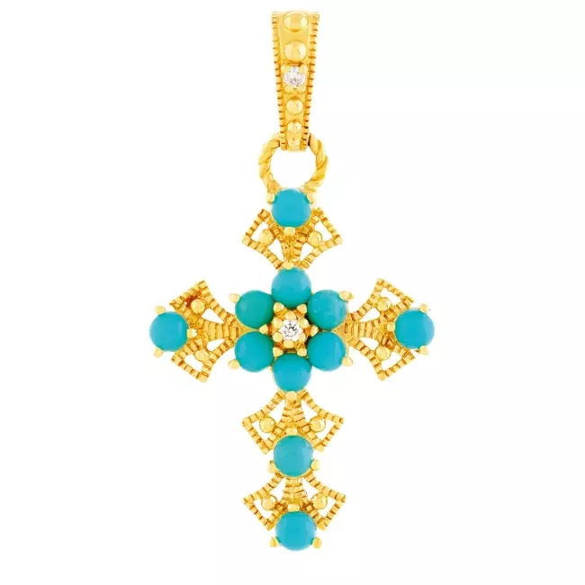 Croix Garance • Turquoises et diamant