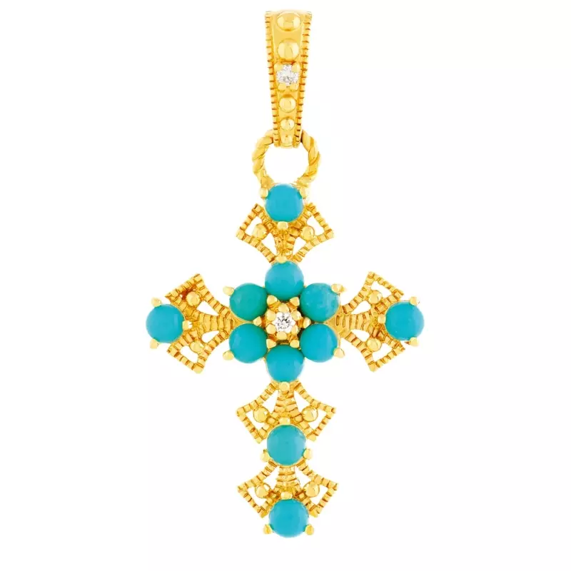 Croix Garance • Turquoises et diamant