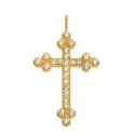 PENDENTIF CROIX TRILOBEE OR JAUNE ET DIAMANTS