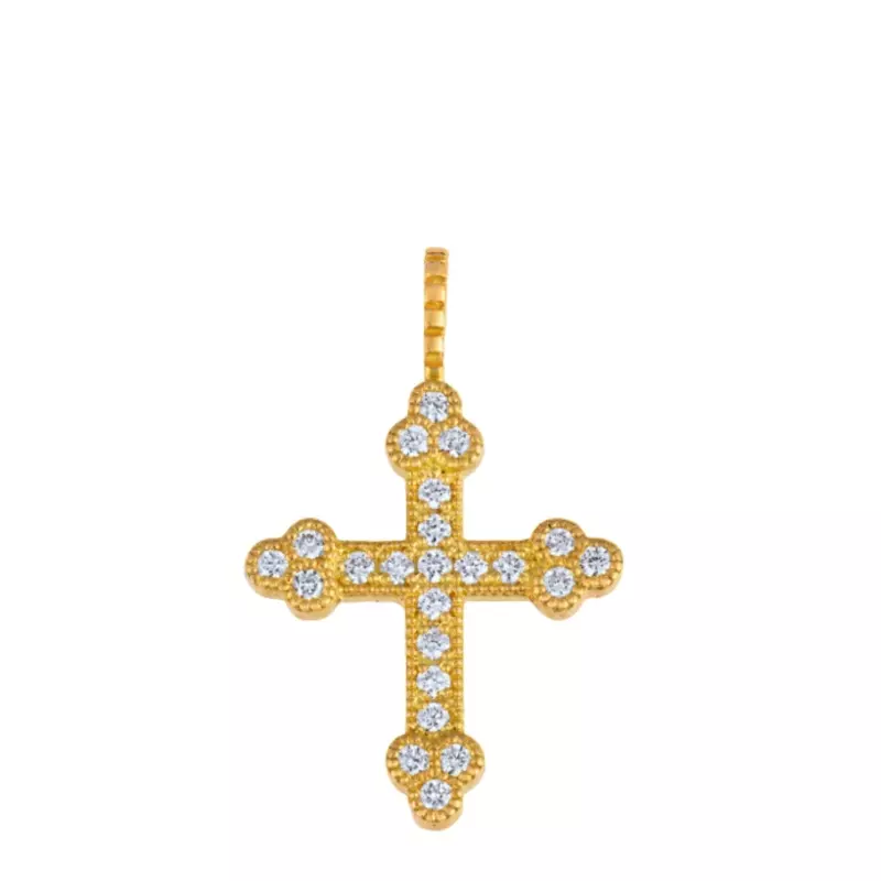 CROIX TRILOBEE OR DIAMANTS OR JAUNE PETIT MODELE