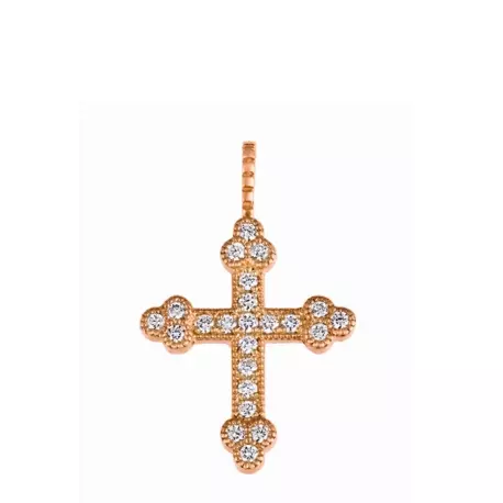 Croix Célestine or rose & diamants