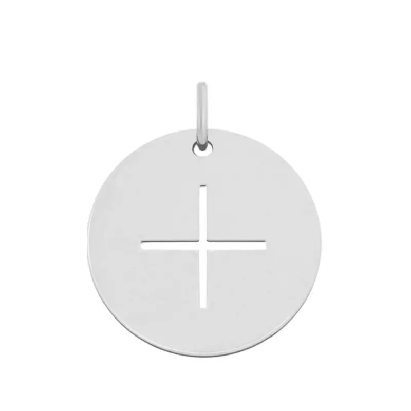 Pendentif croix fine or blanc