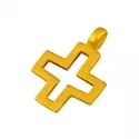Pendentif  - Pendentif croix ajourée or jaune - 1