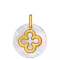 Médaille Symboles - Pendentif nacre et croix romane or jaune - 0