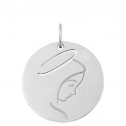 Médaille Vierge jeune or blanc