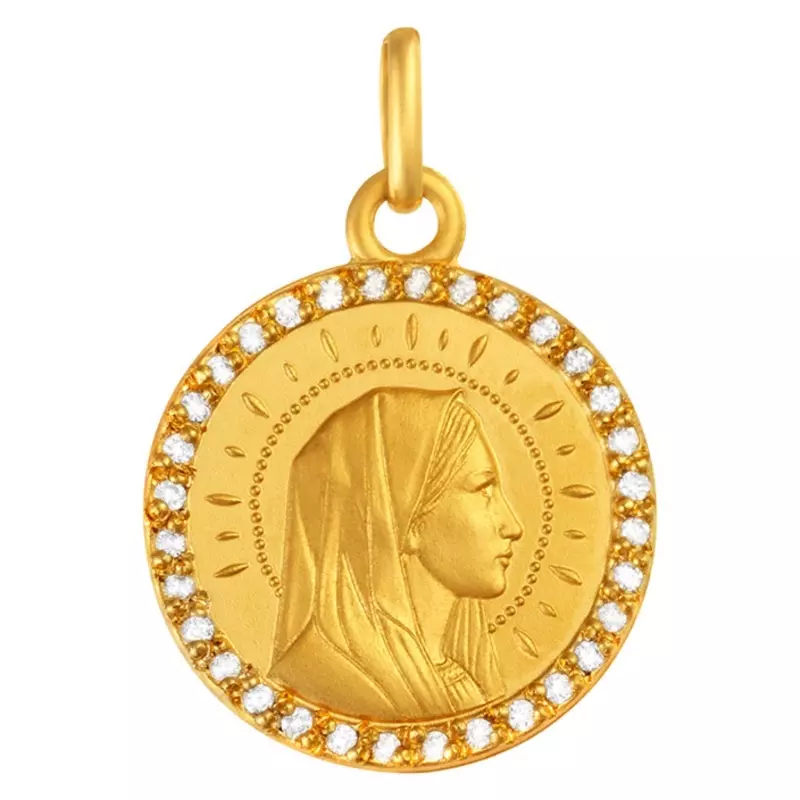 MEDAILLE AVE MARIA ENTOURAGE DIAMANTS