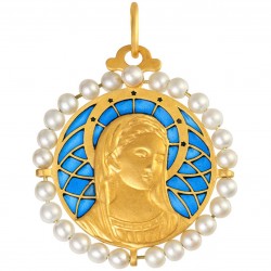 Médaille Vierge seule • Emmaillée et perlée