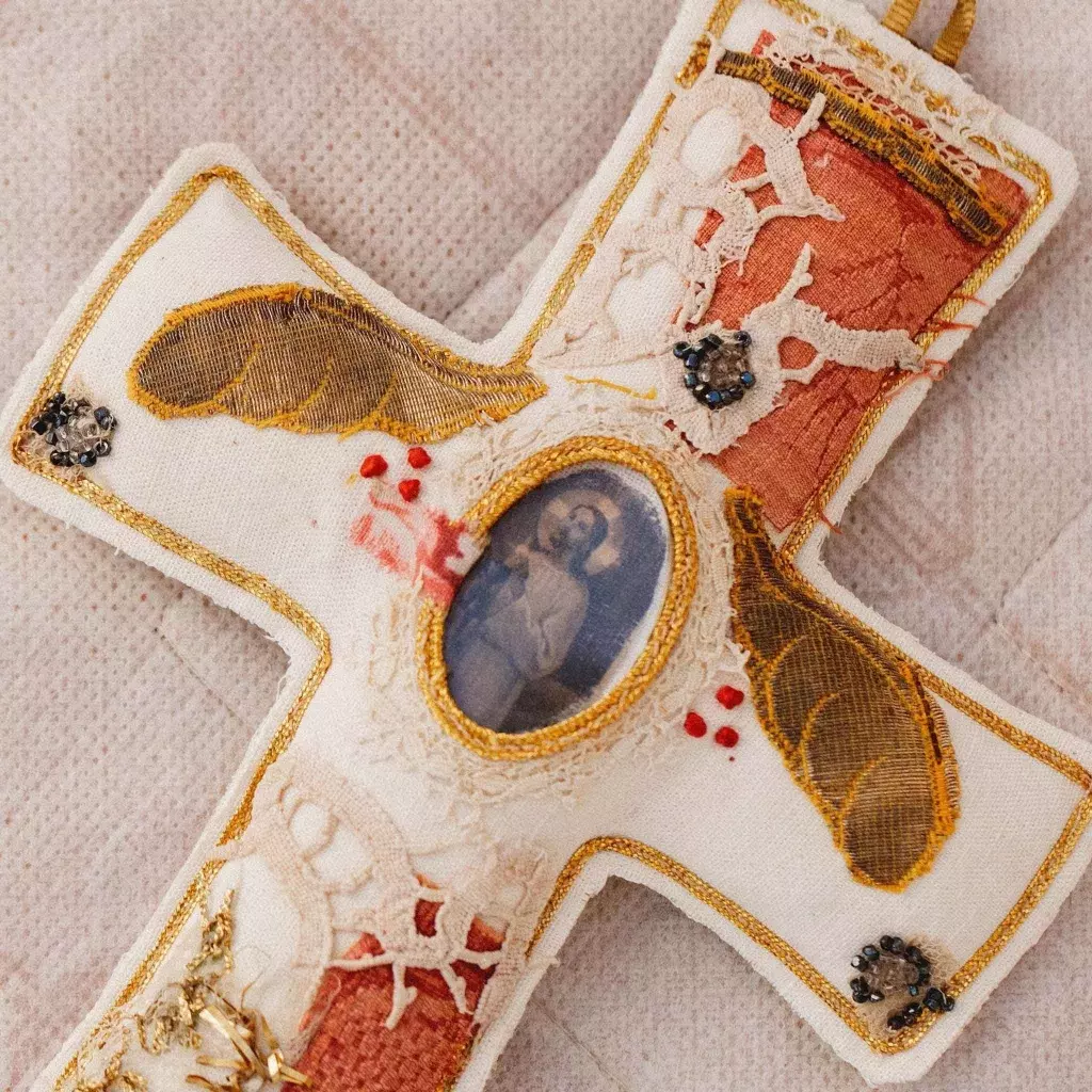 Broderie Crewel Ancienne Encadrée – Art Mural Cuisine/jardin, Fait Main USA