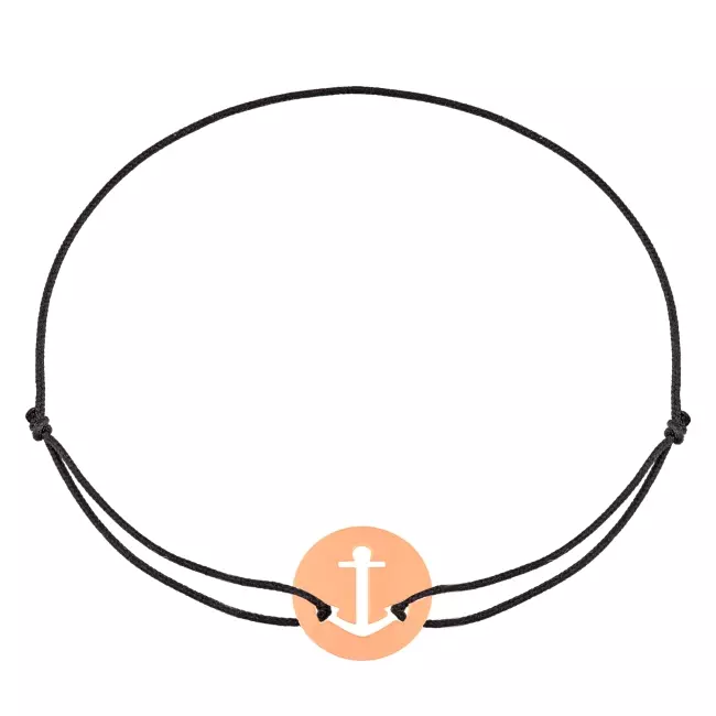 Bracelet cordon Mini ancre or rose